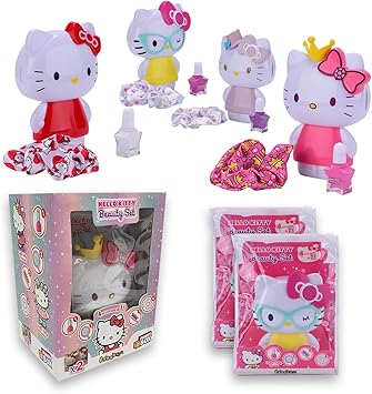 #sbabam Funny Box Hello Kitty Beauty Set, Dispositivo de Hello Kitty Que se transforma en un Cepillo para niñas con Espejo, coleteros para el Cabello, Esmalte de uñas - 2 Piezas